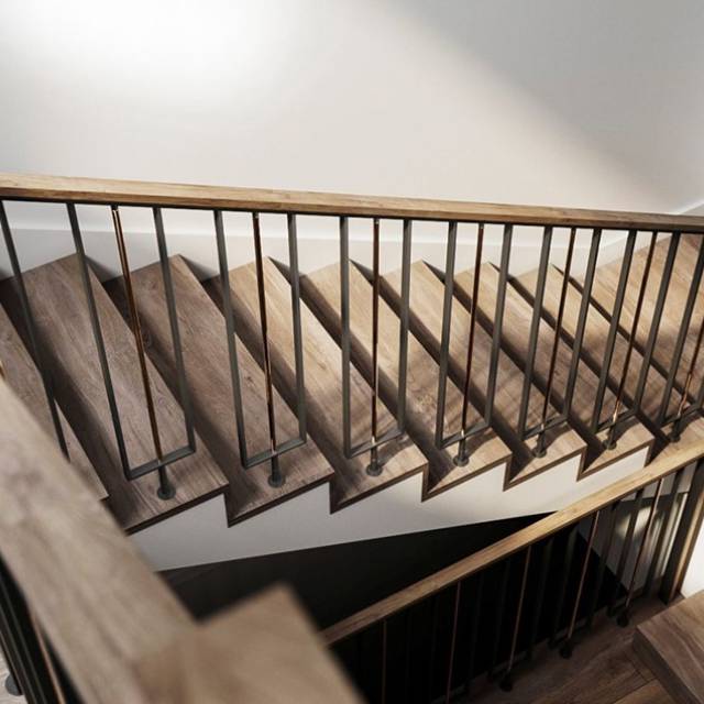 Строгие перила в современном интерьере минимализм